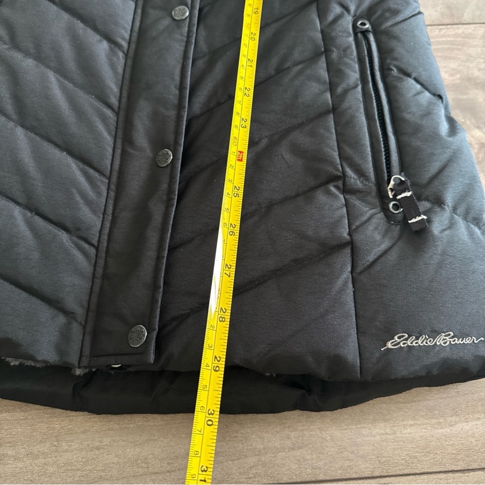 Eddie Bauer Goose Down Vest Black Fur Lined Size M Black Ladies - Picture 8 of 8